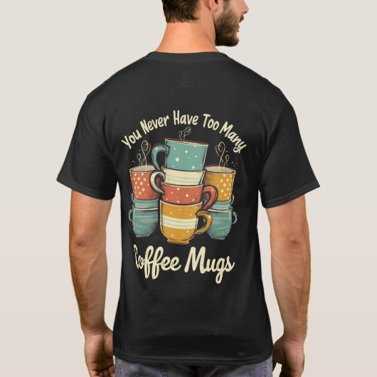 Retro Coffee Mok Stack Illustratie T-shirt (Achterkant)