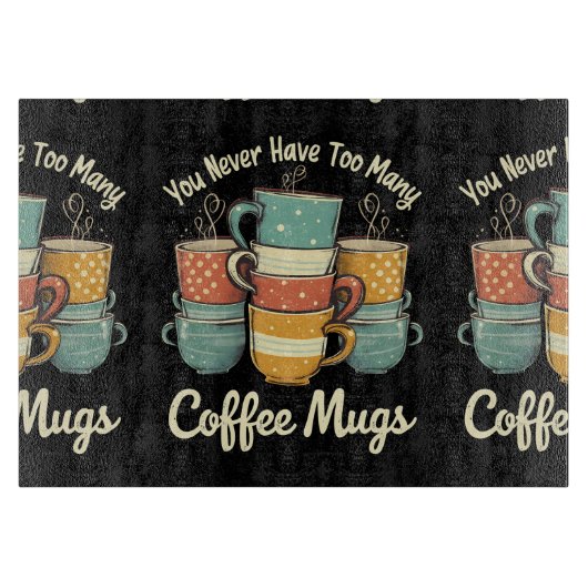 Retro Coffee Mok Stack  ontwerp Snijplank (Voorkant)