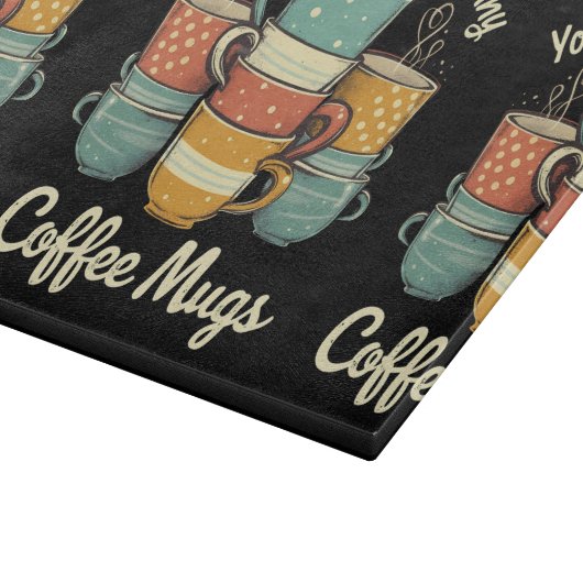 Retro Coffee Mok Stack  ontwerp Snijplank (Hoek)