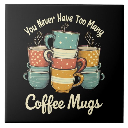 Retro Coffee Mok Stack ontwerp Tegeltje (Voorkant)
