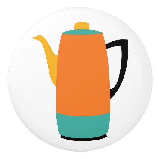 Retro Coffee Percolator Keramische Knop (Voorkant)