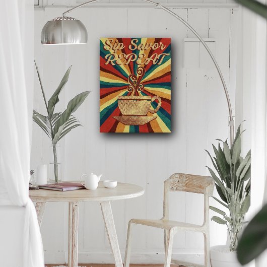 Retro Coffee Quote Poster - Sip Savour Herhaal Perfect Poster