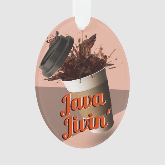 Retro Coffee Splash Mocha Pink Paper Cup Java Jive Ornament (voorkant)