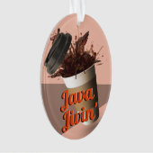 Retro Coffee Splash Mocha Pink Paper Cup Java Jive Ornament (voorkant)