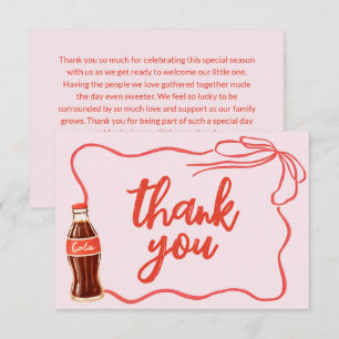 Retro Cola Roze Meisje Baby Shower Dankjewel Bedankkaart