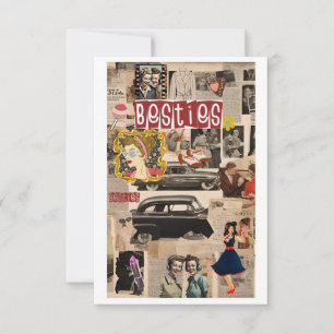 Retro Collage Happy Galentine’s Day Kaarten