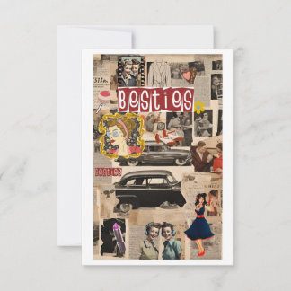 Retro Collage Happy Galentine’s Day Kaarten