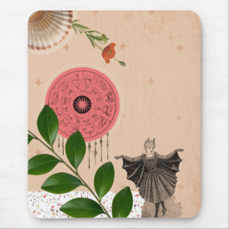 Retro Collage Roze Fun Unique Muismat