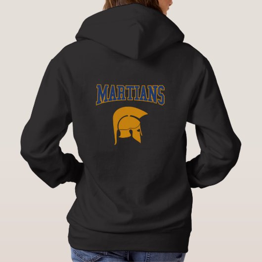 Retro College Blauw Sinaasappel Marsmannetjes Vars Hoodie (Achterkant)