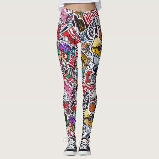 Retro College Vibes Leggings - Fun & Funky Style! (Devant)