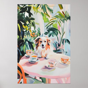 Retro Collie Poster, Collie Olie Schilderij, Vinta Poster