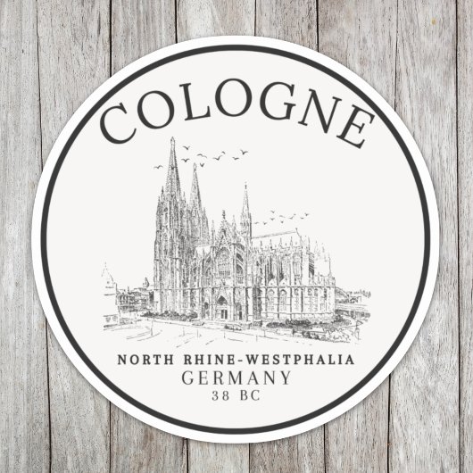 Retro Cologne Cathedral Germany Panorama Sticker