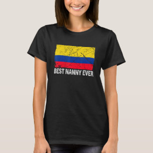 Retro Colombia Flag Best Nanny Ever Moederdag T-shirt