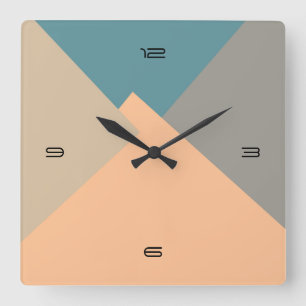 Retro Color Modern Geometric Pattern Vierkante Klok