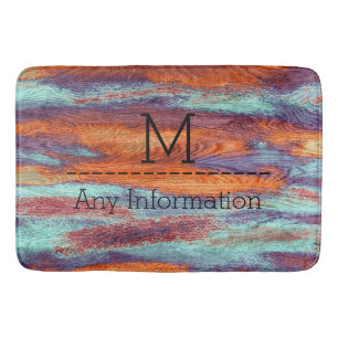 Retro Color Wood Grain Textiemonogram #2 Badmat