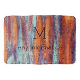 Retro Color Wood Grain Textiemonogram Badmat