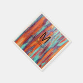 Retro Color Wood Grain Textiemonogram Servet (Hoek)