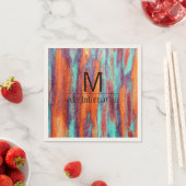 Retro Color Wood Grain Textiemonogram Servet (Insitu)