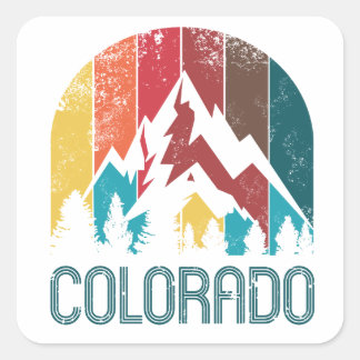 Retro Colorado Design voor Mannen Vrouwen en Kinde Vierkante Sticker