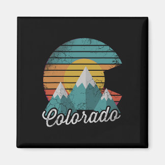 Retro Colorado Mountains Home Love Family Vacking Magneet