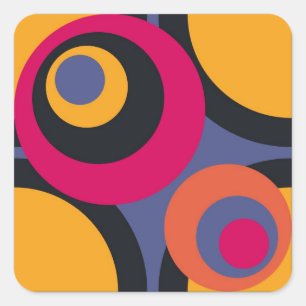 Retro Colorful Abstracte kunst Vierkante Sticker