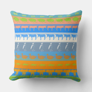 Retro Colorful Animals Patroon #5 Kussen