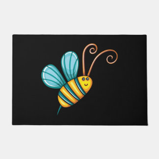 Retro Colorful Beauful Boho Bumble Bee Deurmat