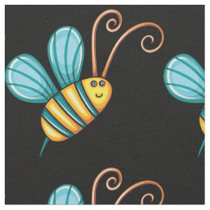 Retro Colorful Beauful Boho Bumble Bee Stof