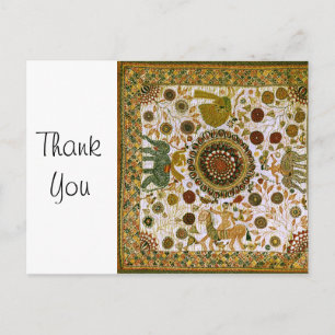 Retro Colorful Bengali Elephant Pattern Briefkaart