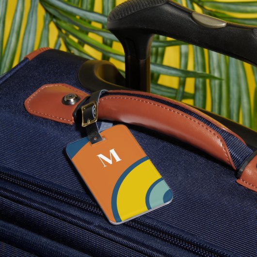 Retro Colorful Circle Abstract Monogram Bagagelabel (Voorkant Insitu 1)