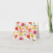 Retro Colorful Floral Folk Art Thank You Card
