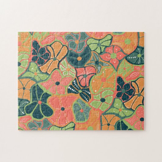 Retro Colorful Flower Hard Challure Moeilijk Legpuzzel (Horizontaal)