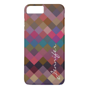 Retro Colorful Geometric Diamond Pattern #17 iPhone 8 Plus / 7 Plus Hoesje