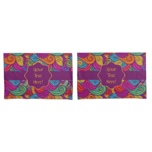 Retro Colorful Jewel Tone Swirly Wave Patroon Kussensloop