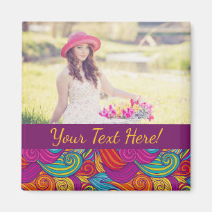 Retro Colorful Jewel Tone Swirly Wave Patroon Magneet