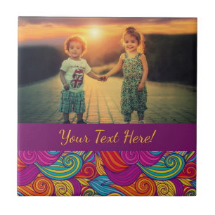 Retro Colorful Jewel Tone Swirly Wave Patroon Tegeltje