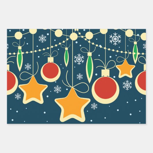 Retro Colorful Kerstversierontwerp Inpakpapier Vel (Voorkant 3)