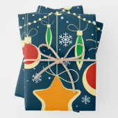 Retro Colorful Kerstversierontwerp Inpakpapier Vel (In situ)