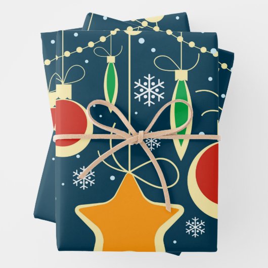 Retro Colorful Kerstversierontwerp Inpakpapier Vel (In situ)