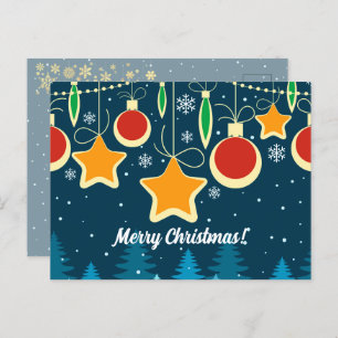 Retro Colorful Kerstversiers Design Briefkaart