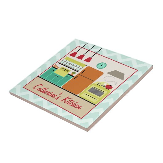 Retro Colorful Kitchen Tile Tegeltje (Zijkant)