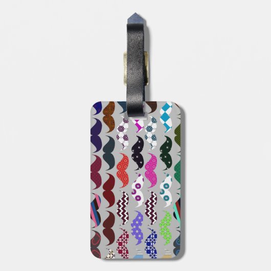 Retro Colorful Mustache Pattern Bagagelabel (Achterkant verticaal)