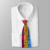 Retro Colorful Pop Squares Art Pattern Stropdas (Gebonden)
