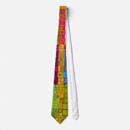 Retro Colorful Pop Squares Art Pattern Stropdas (Voorkant)