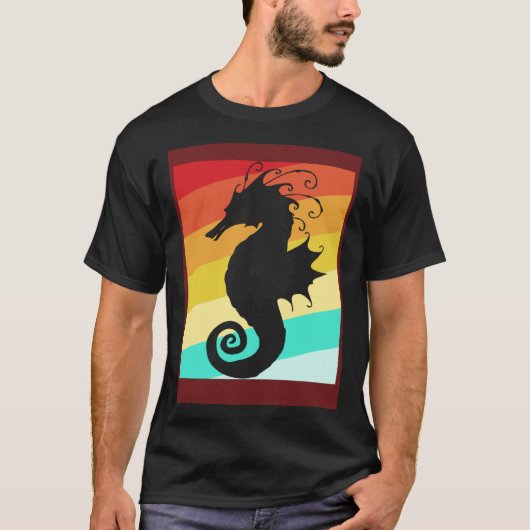 Retro Colorful Seahorse T-shirt (Voorkant)
