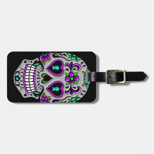 Retro Colorful Sugar Skull Bagagelabel (Voorkant horizontaal)