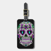 Retro Colorful Sugar Skull Bagagelabel (Voorkant verticaal)