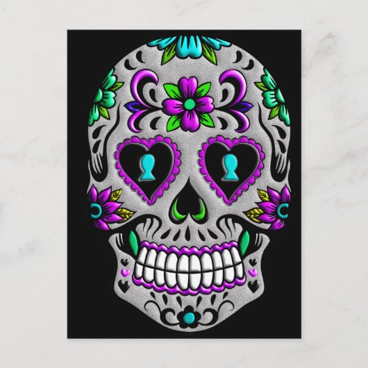 Retro Colorful Sugar Skull Briefkaart (Voorkant)