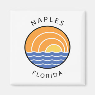 Retro Colorful Sunset Napels Florida Ocean Palm Tr Magneet