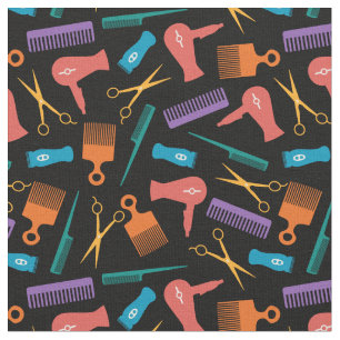 Retro Colors Black Hair Tool Silhouette Patroon Stof